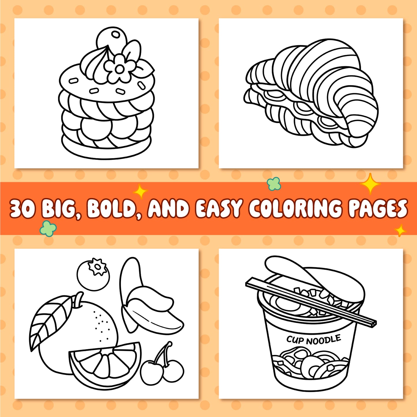 LOVE LOUDER, Easy & Blod Coloring Book:TASTY FOODS