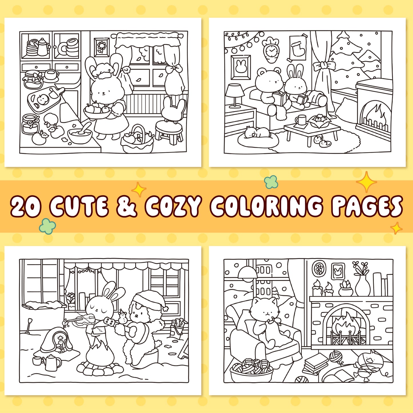 Adult Coloring Book for Stress Relief - Cute & Cozy Characters