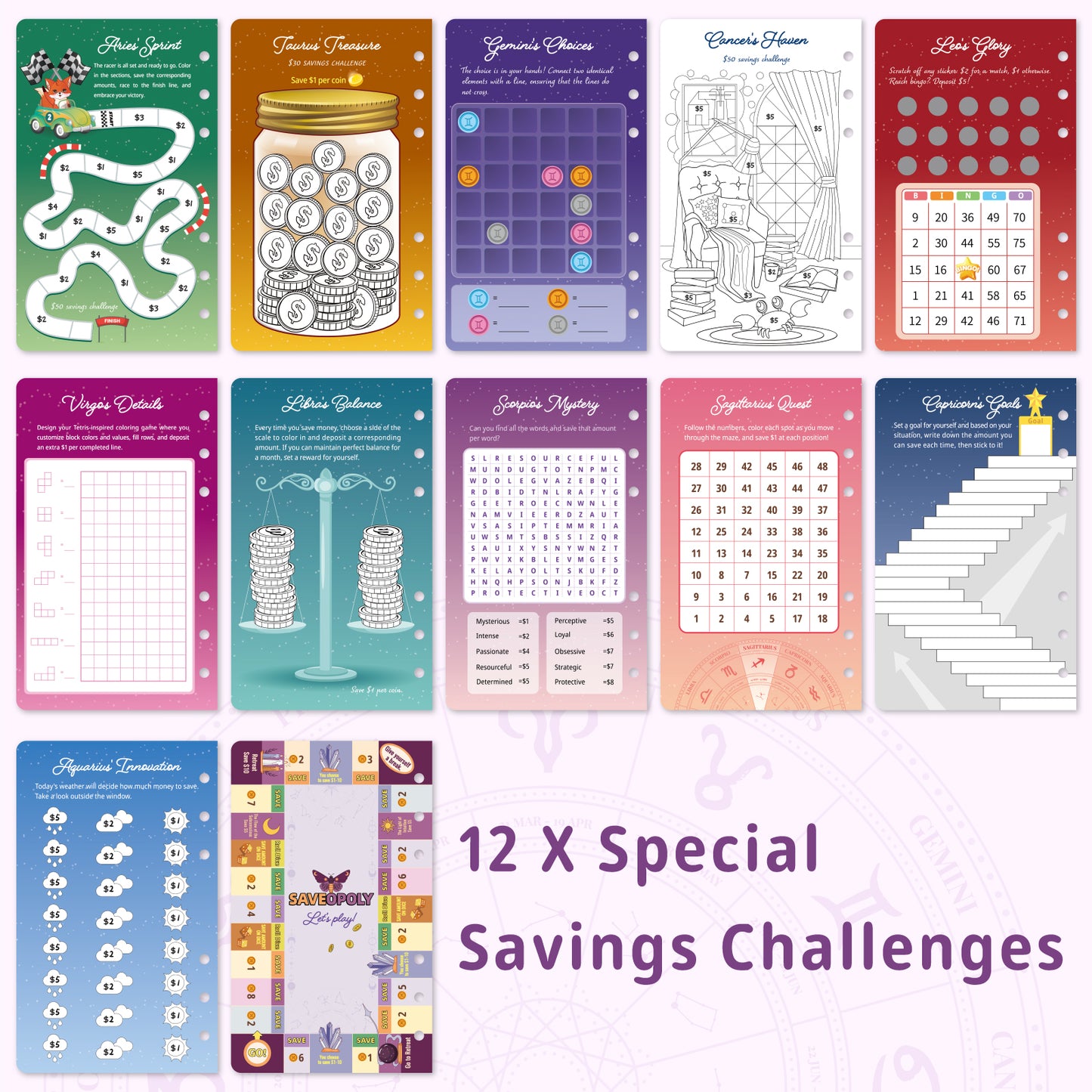 LOVE LOUDER Money Saving Challenge Book:Zodiac Saving Challenge