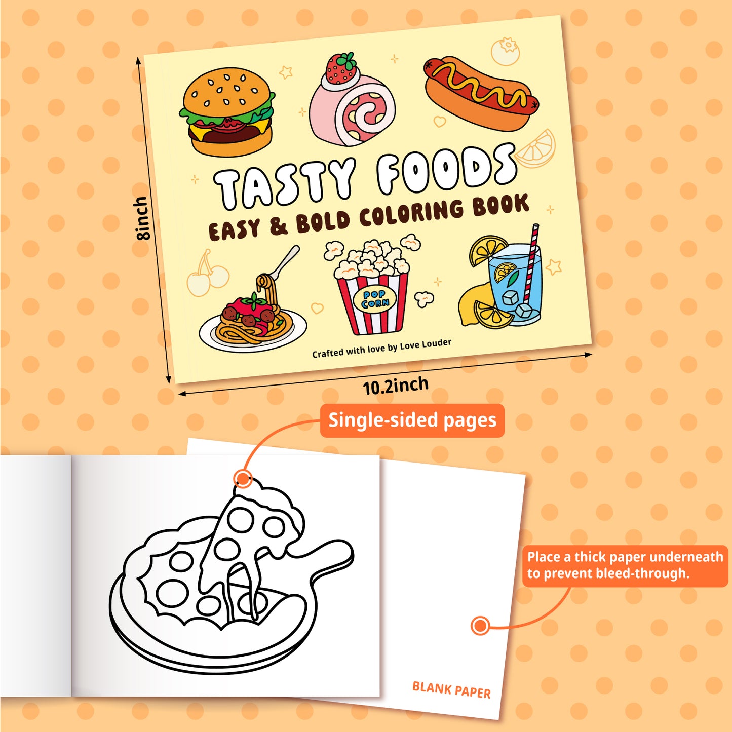 LOVE LOUDER, Easy & Blod Coloring Book:TASTY FOODS