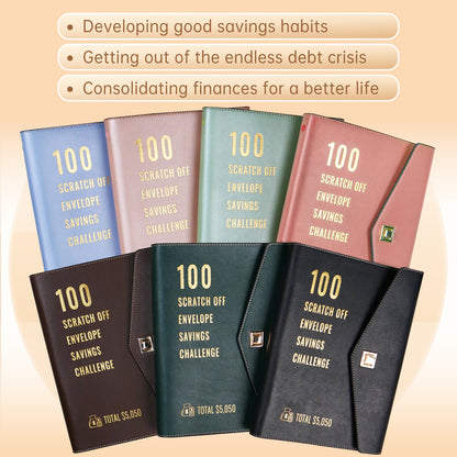 100 Scratch-Off Envelope Savings Challenge - PU Leather Binder