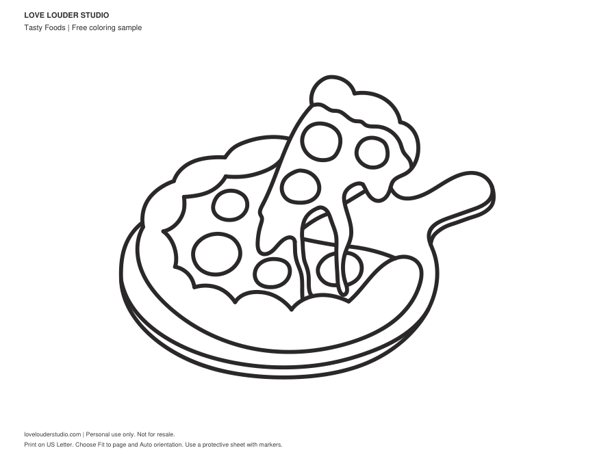 Pizza slice with bold outlines